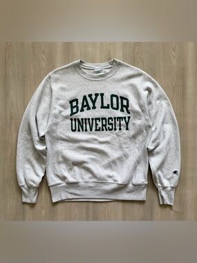 Vintage Baylor University Champion Reverse Weave  Crewneck Sz SM Ribbed Cuff